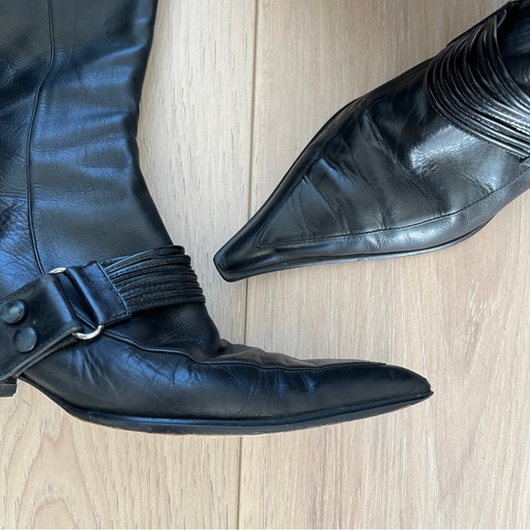 PURA LOPEZ black pointed witchy biker boots 35 - Picture 7 of 8